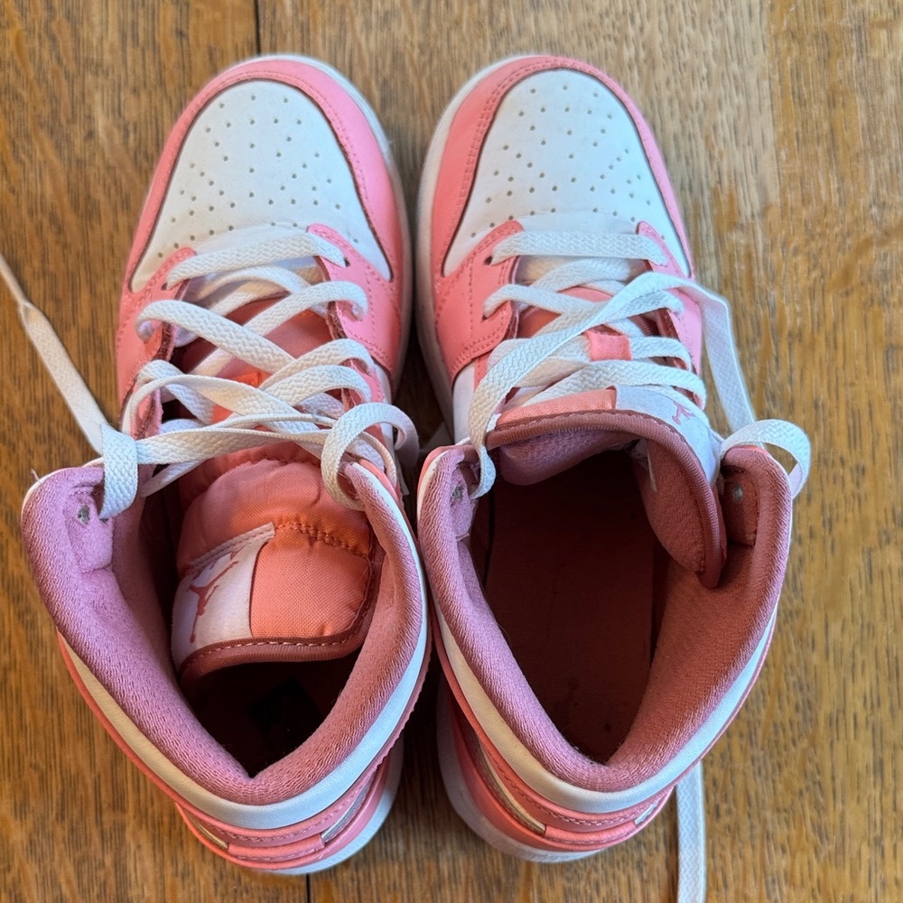 Jordan Kids' Pink and White High-Top Sneakers - Picture 6 of 6